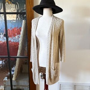 Chico's Light Tan Open-Front Cardigan
